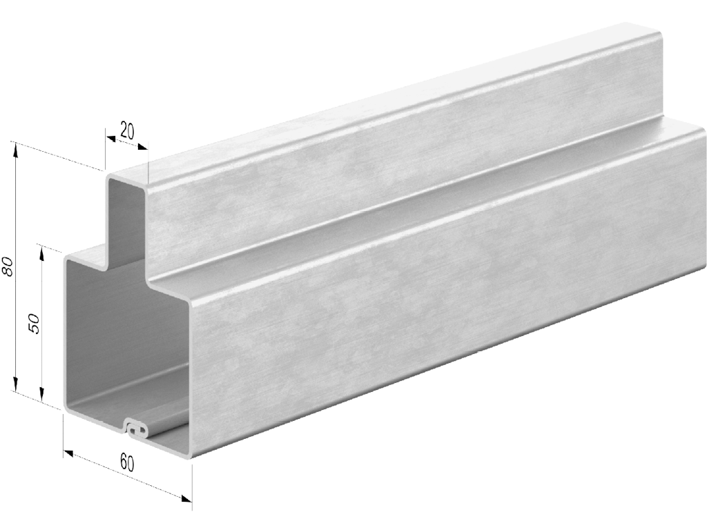 Darvozalar uchun universal po‘latdan yasalgan bo‘yalmagan T-shakldagi profil